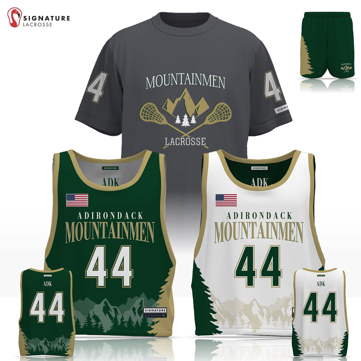 Adirondack Mountainmen Lacrosse Men's 3 Piece Player Game Package: U14 Signature Lacrosse