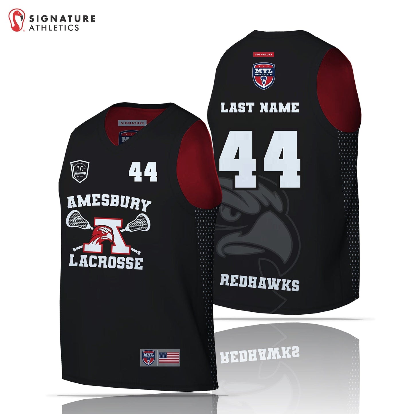 Amesbury Youth Lacrosse Men's Pro Sleeveless Game Reversible: Boys grades 1-2 Signature Lacrosse