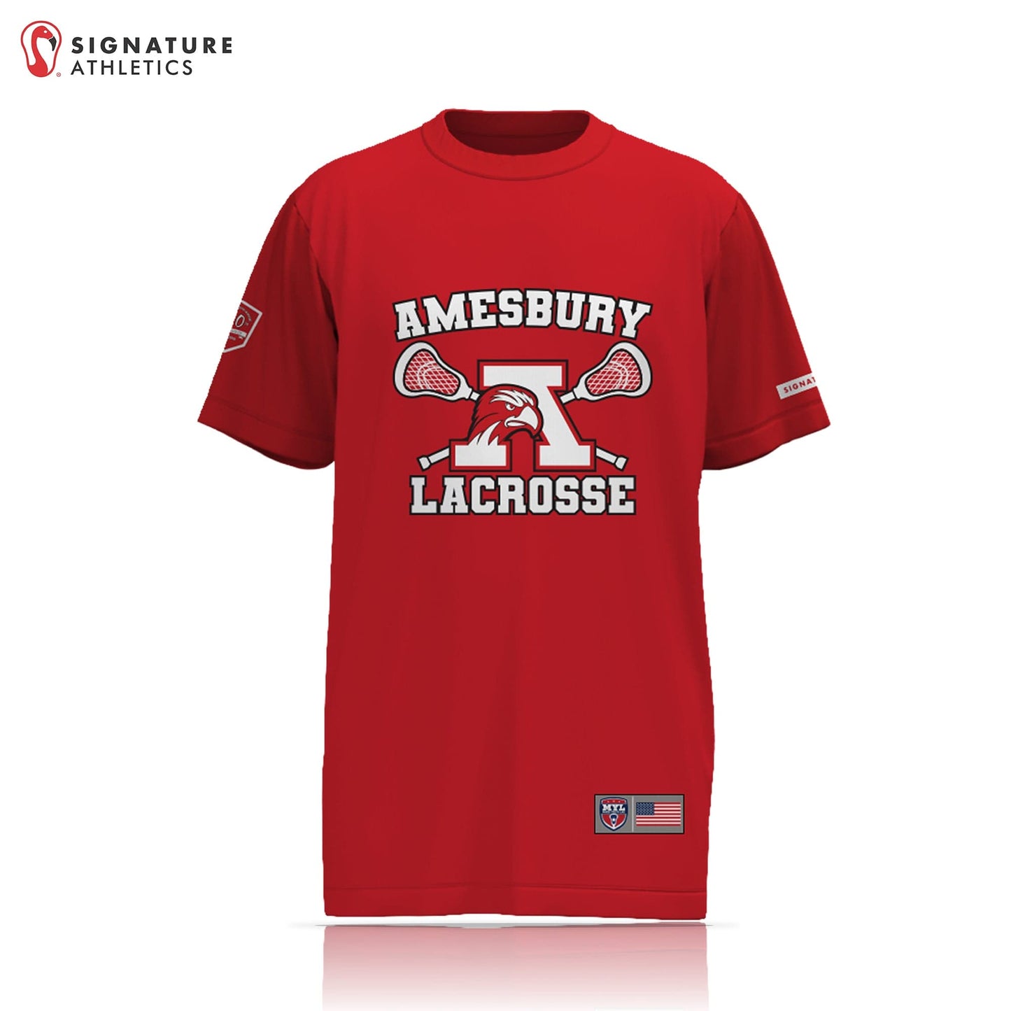 Amesbury Youth Lacrosse Women's Player Short Sleeve Tech Tee: Girls grades 5-6 Signature Lacrosse