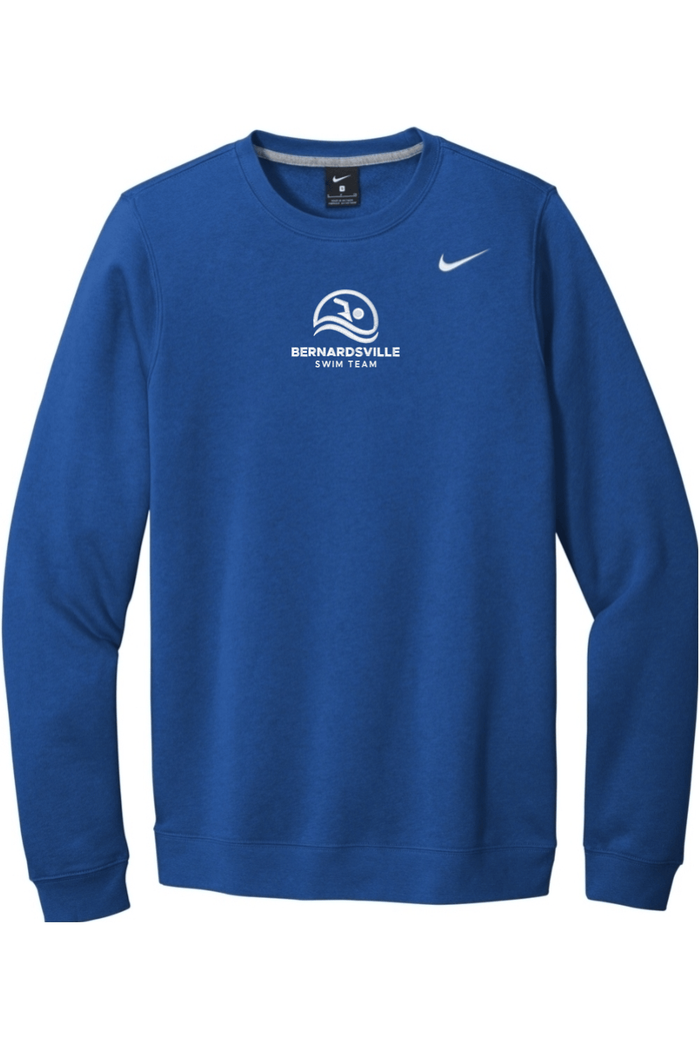 Bernardsville Swimming Embroidered Nike Club Fleece Crew Signature Lacrosse