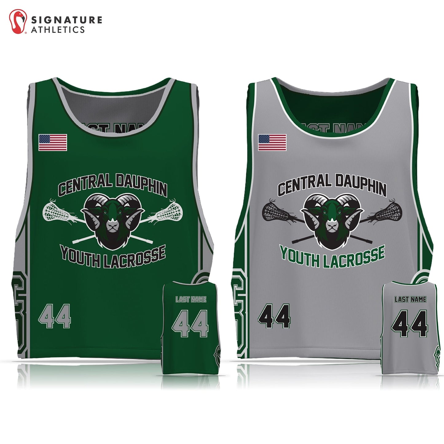 Central Dauphin Lacrosse Men's Player Reversible Game Pinnie: 10U Signature Lacrosse
