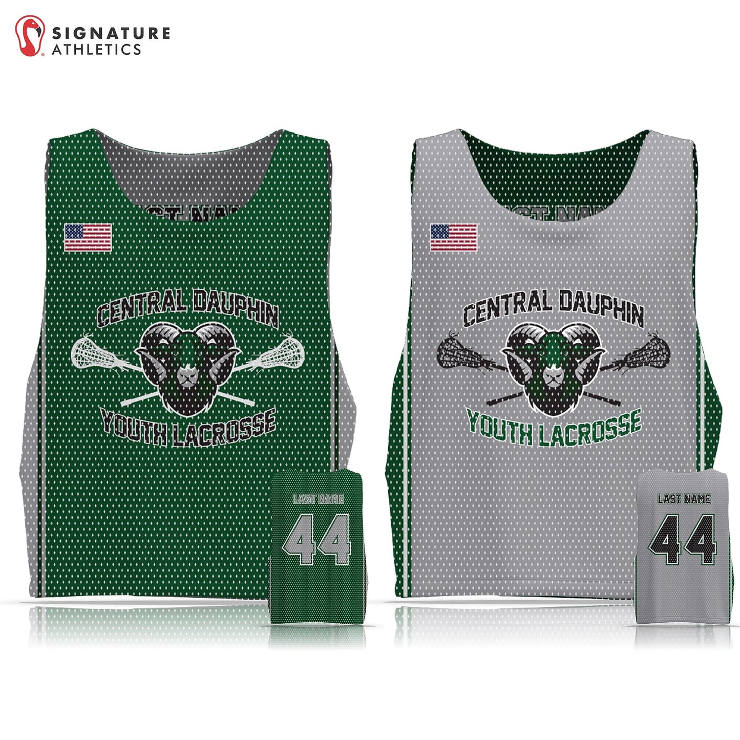 Central Dauphin Lacrosse Men's Player Reversible Practice Pinnie: 6/8U Signature Lacrosse