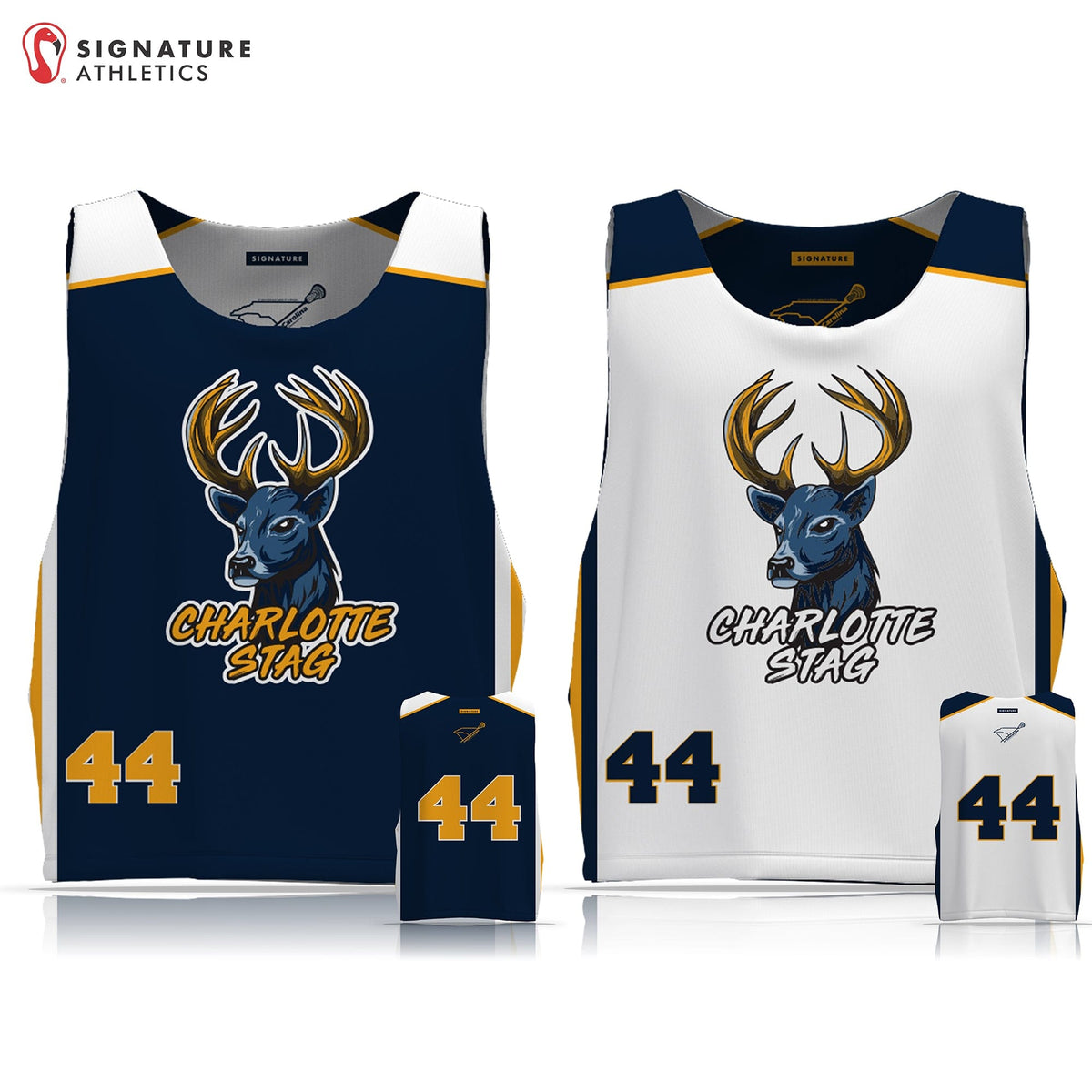Charlotte Stag Men's Reversible Game Pinnie: U14 Charlotte Stag Bucks Signature Lacrosse