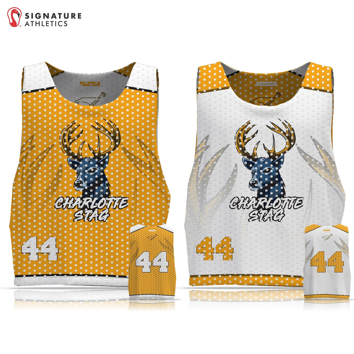 Charlotte Stag Men's Reversible Practice Pinnie: U10 Charlotte Stag Bucks Signature Lacrosse