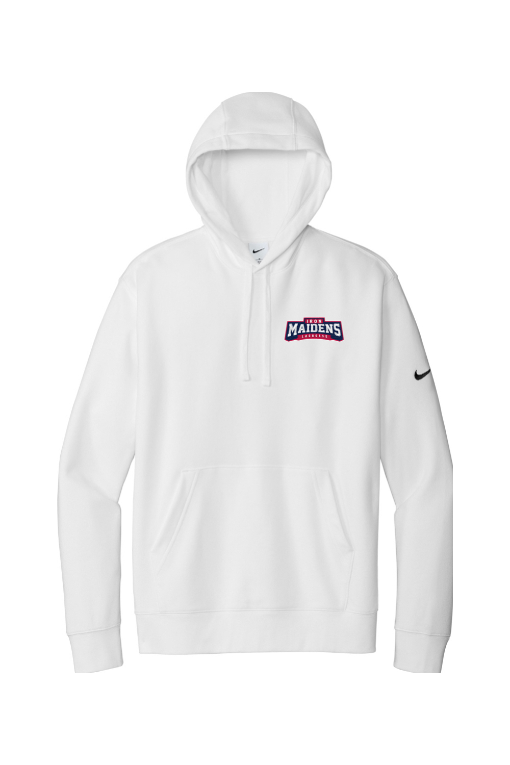 Iron Maidens Lacrosse Embroidered Nike Club Fleece Sleeve Swoosh Pullover Hoodie
