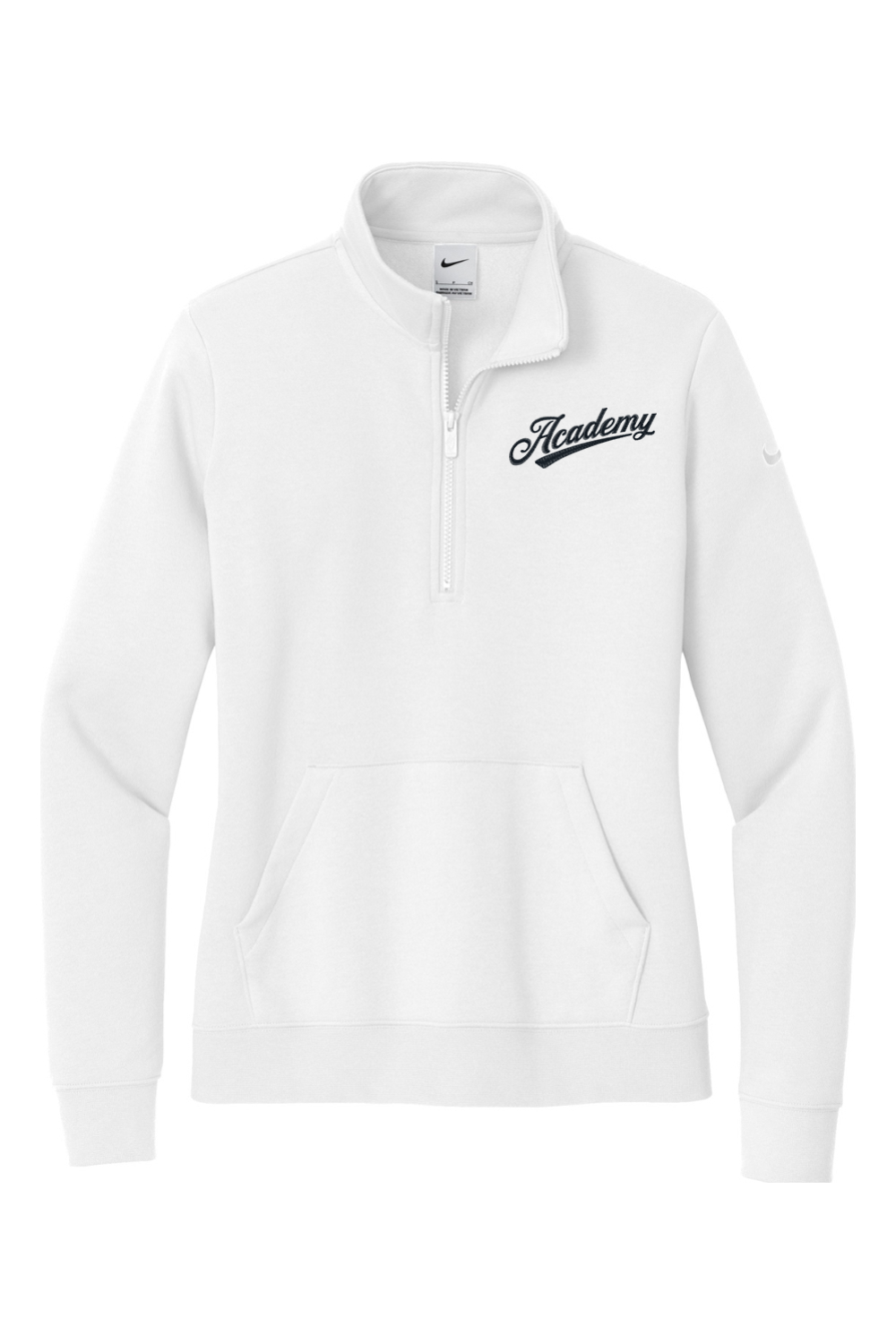 Academy Baseball Embroidered Nike Ladies Club Fleece Sleeve Swoosh 1/2-Zip