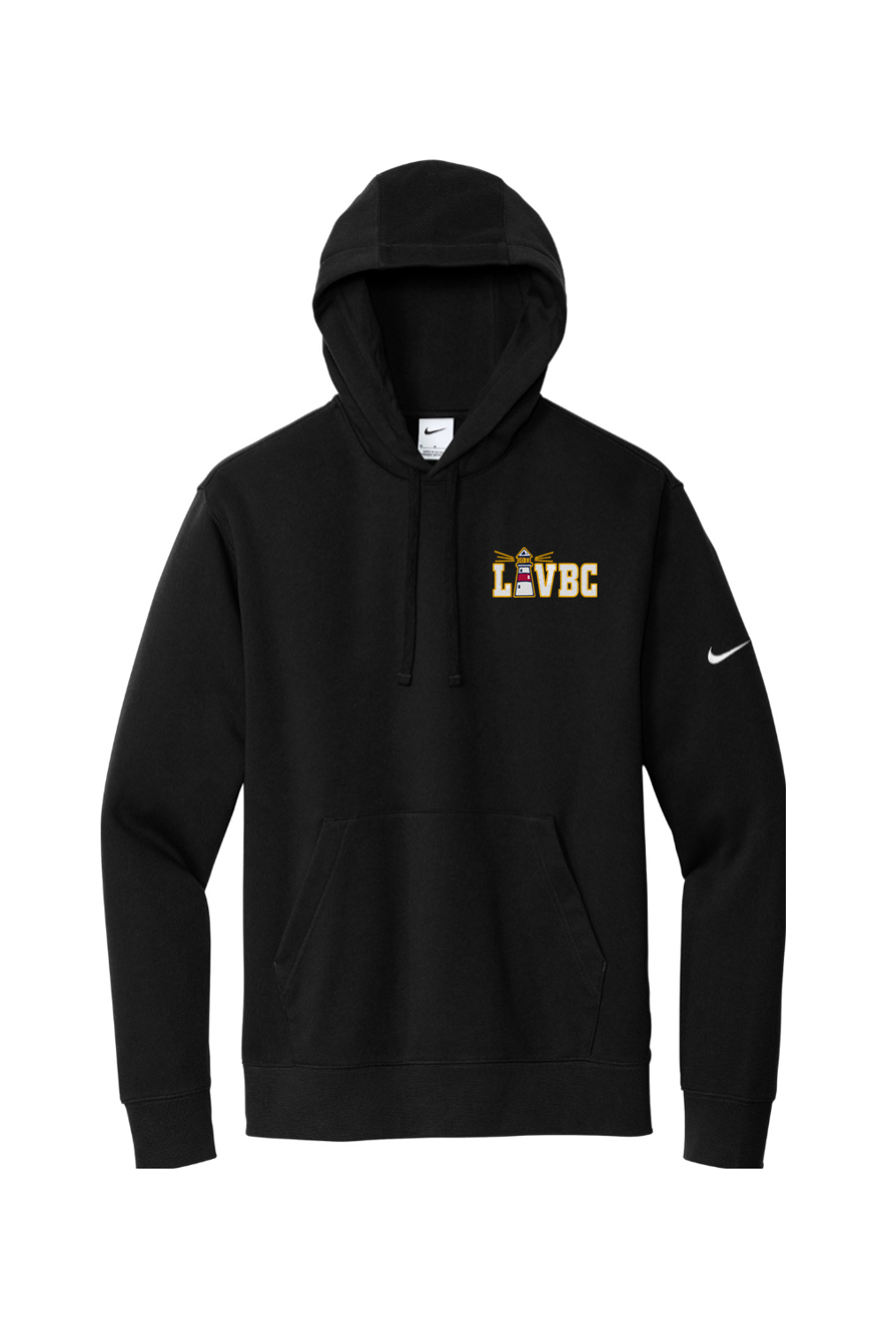 Long Island Volleyball Embroidered Nike Club Fleece Sleeve Swoosh Pullover Hoodie