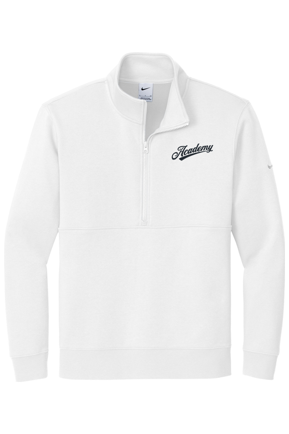 Academy Baseball Embroidered Nike Club Fleece Sleeve Swoosh 1/2-Zip