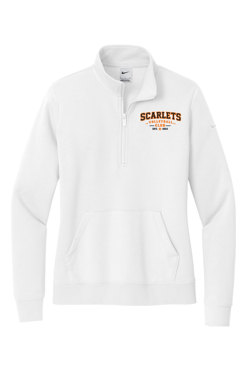 Scarlets Volleyball Embroidered Nike Ladies Club Fleece Sleeve Swoosh 1/2-Zip