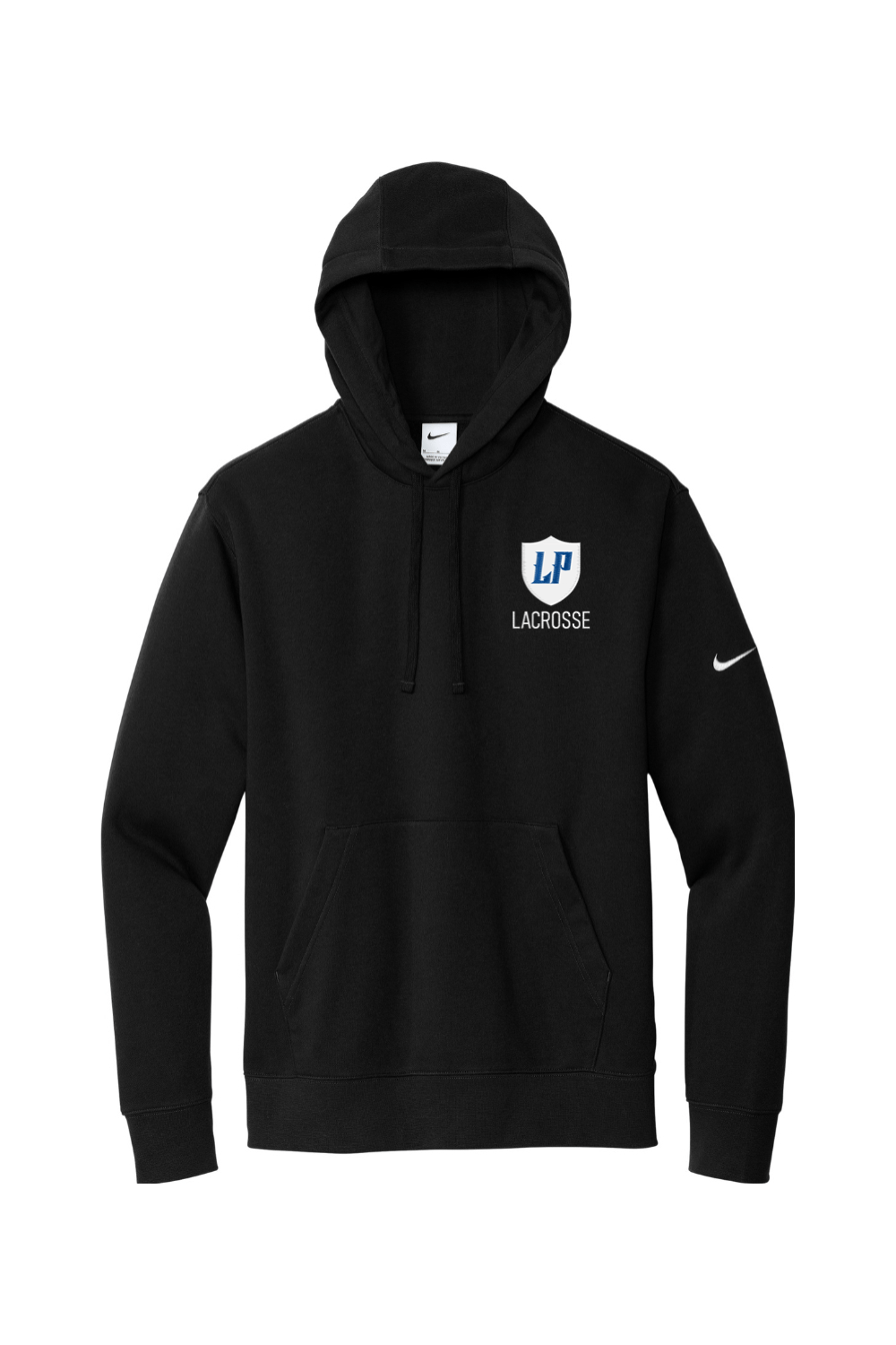 Lake Park Lacrosse Embroidered Nike Club Fleece Sleeve Swoosh Pullover Hoodie