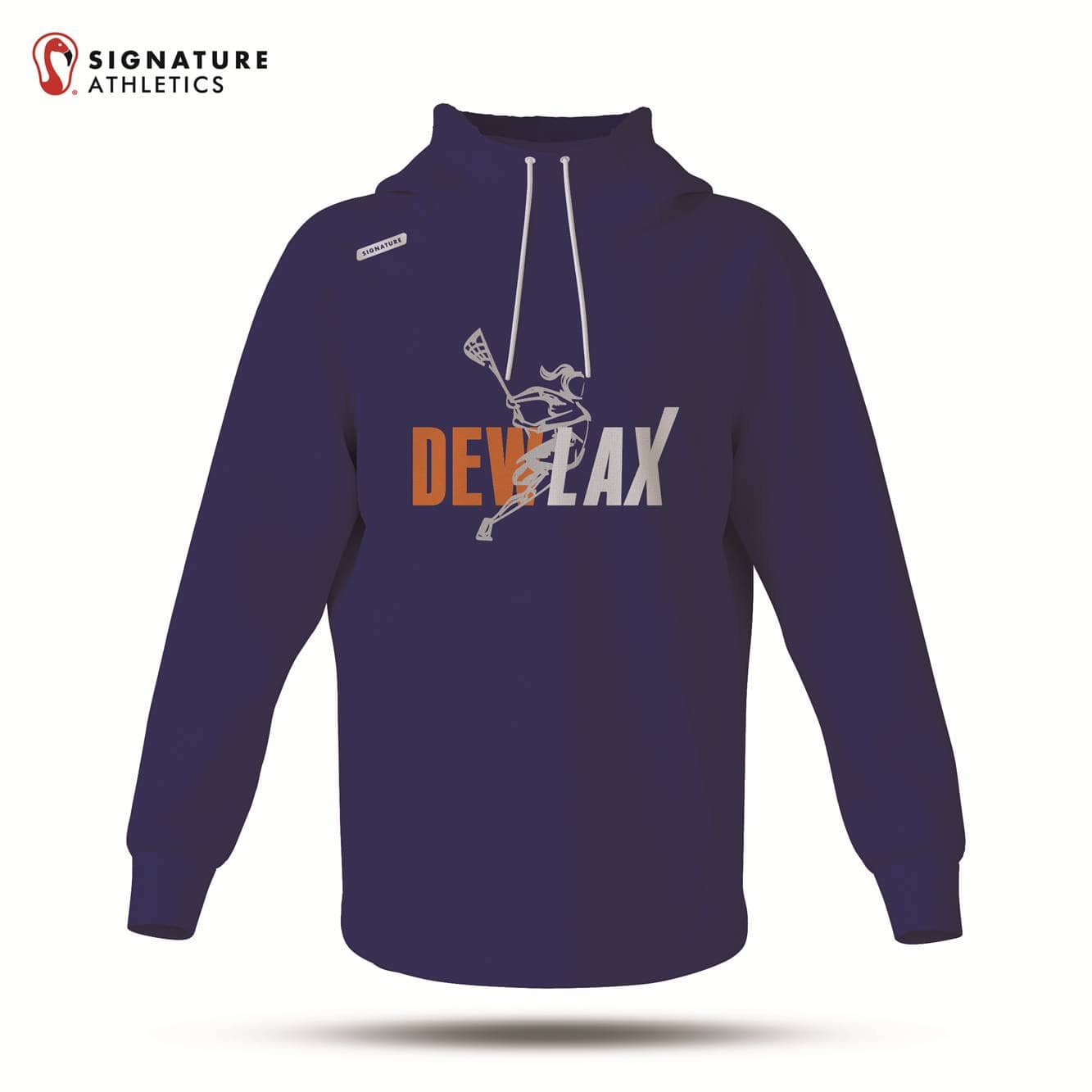 DEWLAX Women's Blue Pro Dye Sub Scuba Hoodie: DEWLAX Signature Lacrosse