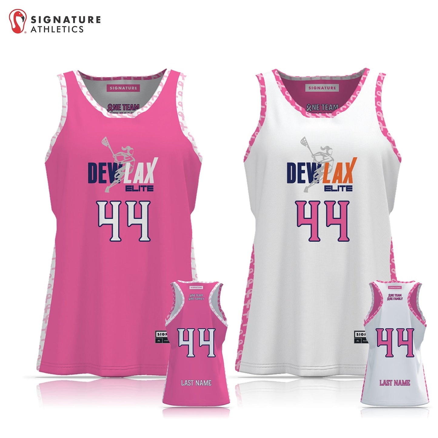 DEWLAX Women's Breast Cancer Awareness Reversible Pinnie: Lax for the Cure Signature Lacrosse