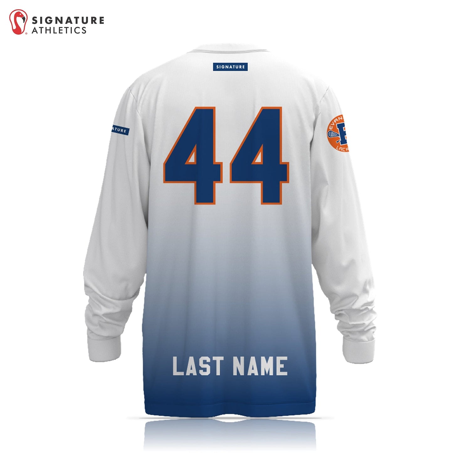 Evanston Youth Men's Blue Long Sleeve Tech Tee Signature Lacrosse
