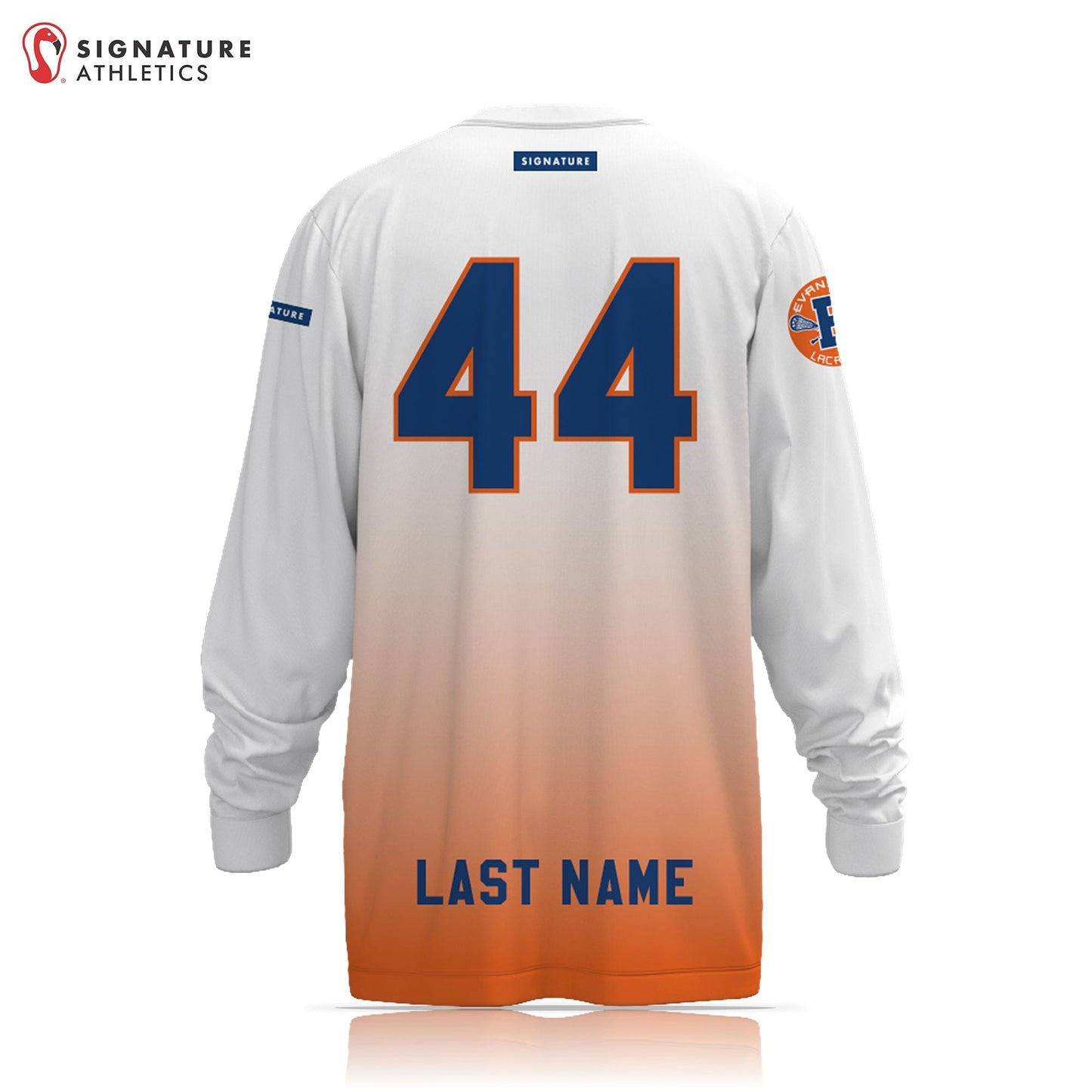 Evanston Youth Men's Orange Long Sleeve Tech Tee Signature Lacrosse
