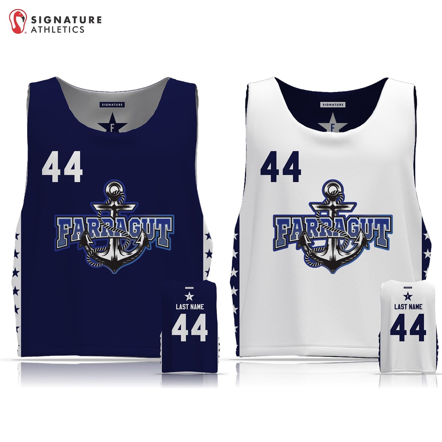 Farragut Youth Lacrosse Men's Reversible Pinnie: Farragut MSV Signature Lacrosse