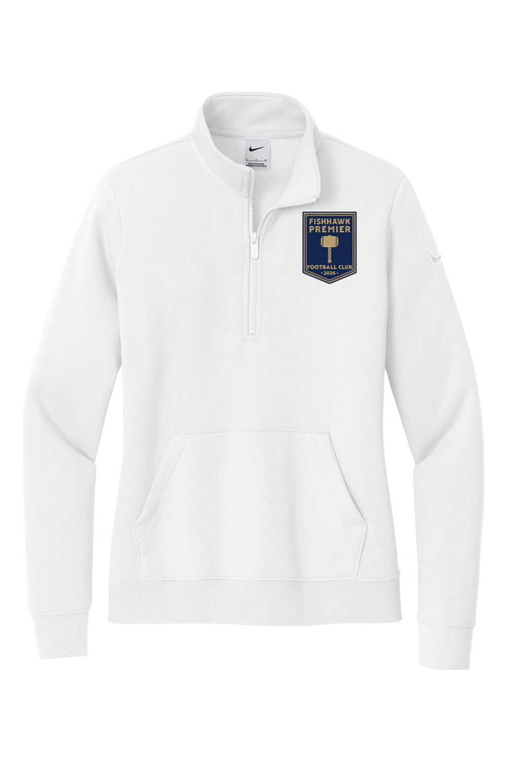 Fishhawk Premier Embroidered Nike Ladies Club Fleece Sleeve Swoosh 1/2-Zip Signature Lacrosse