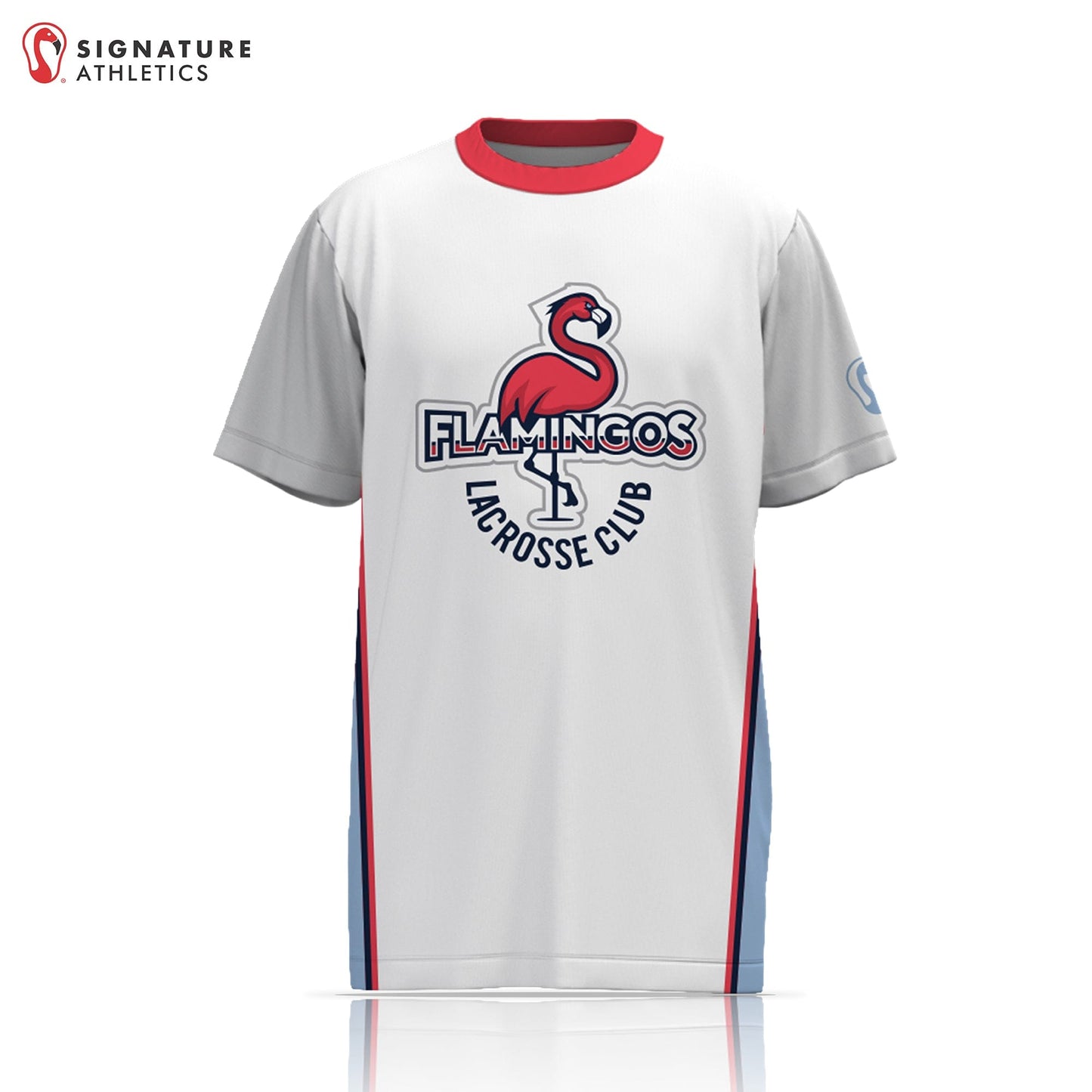 Flamingos Lacrosse Club Men's White Short Sleeve Tech Tee: 2031 Signature Lacrosse