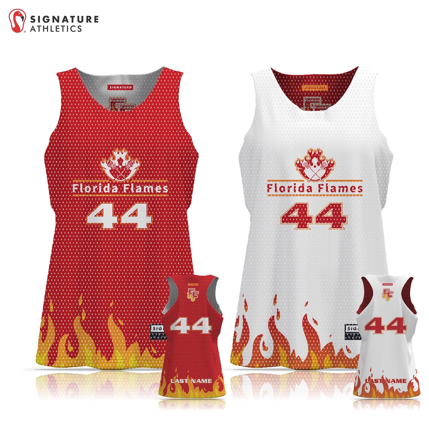 Florida Flames Women's Reversible Practice Pinnie (Name & Number): Flames Signature Lacrosse