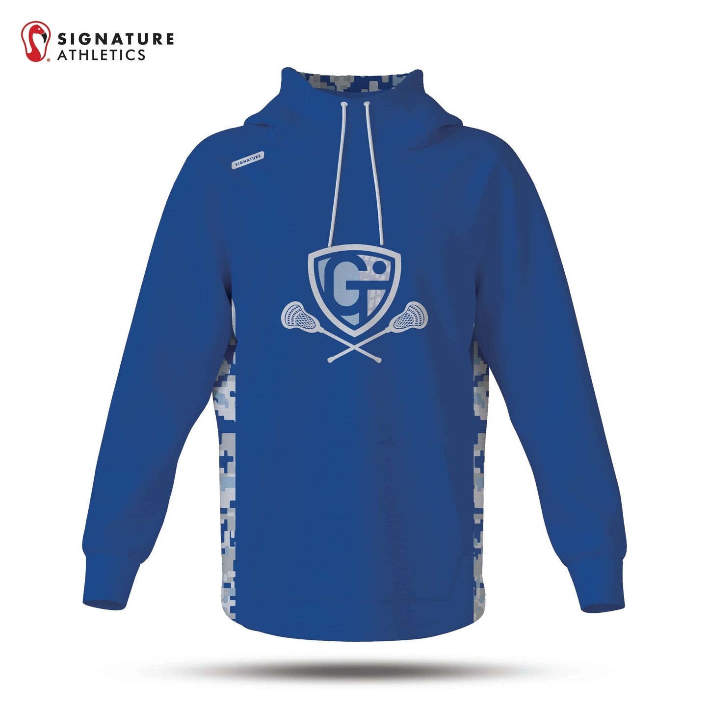 Georgetown Triton Youth Lacrosse Men's Pro Dye Sub Scuba Hoodie: Georgetown Triton Signature Lacrosse