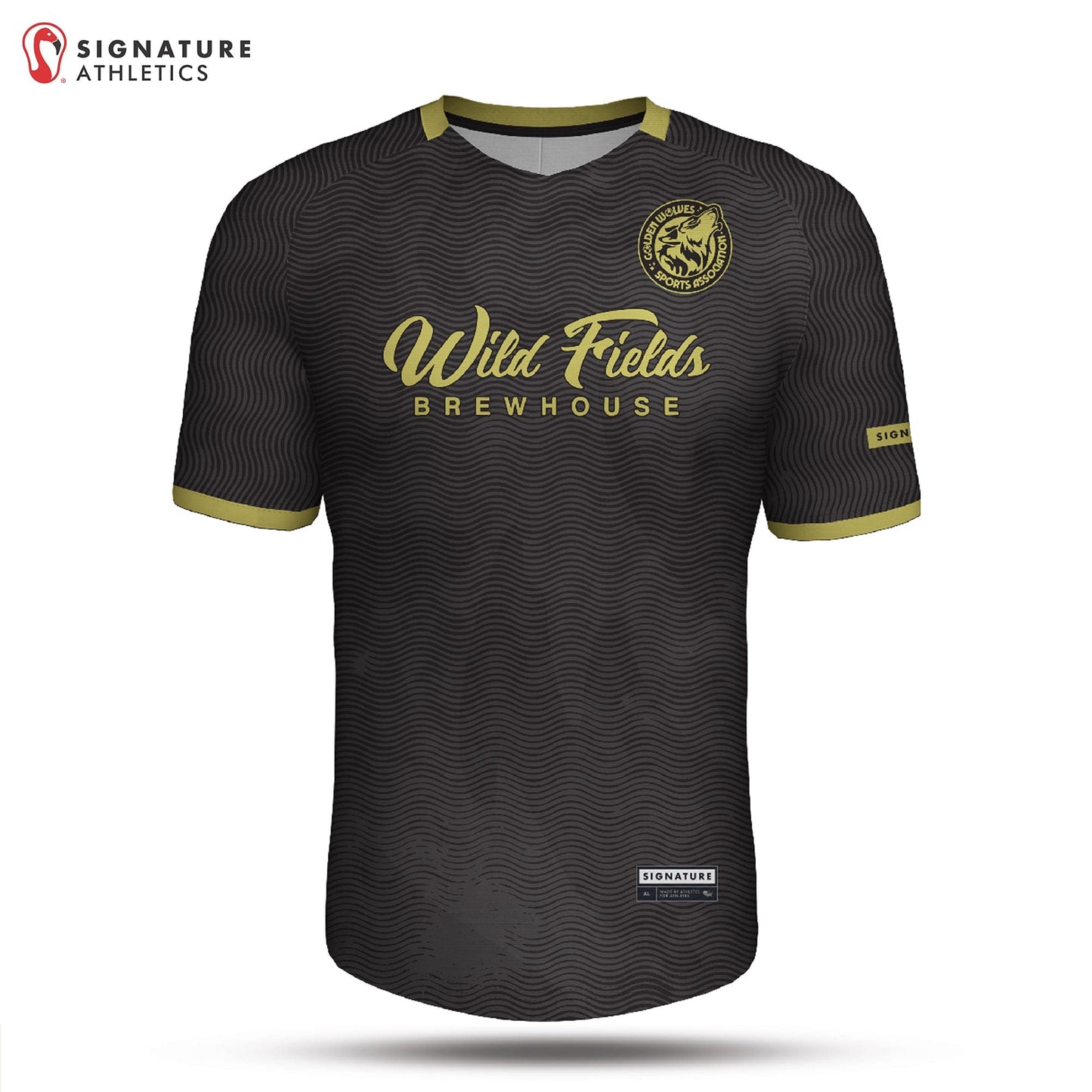 Golden Wolves Black REPLICA Men's Soccer Jersey: U10 Black Signature Lacrosse