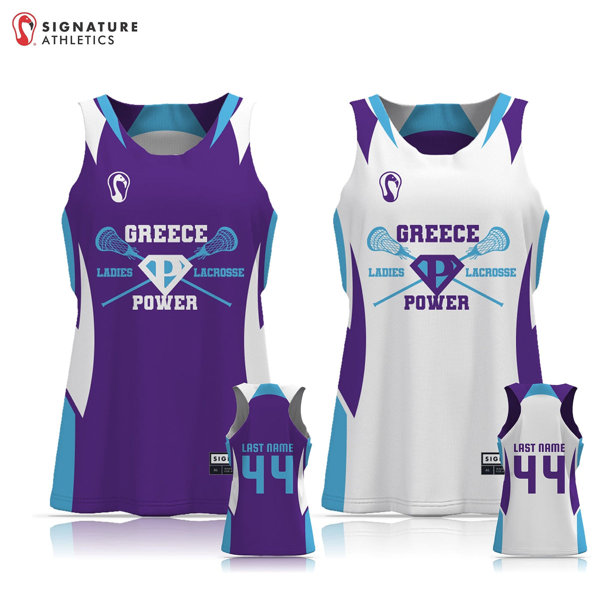Greece Power Ladies Lacrosse Women's Performance Game Reversible - Basic 2.0:Girls 3-4 Signature Lacrosse