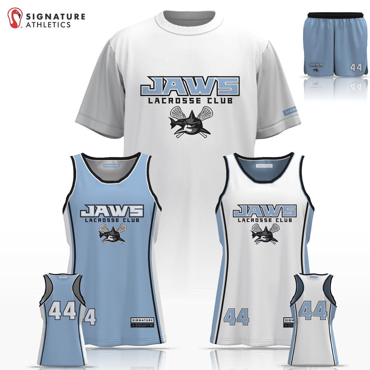 Jaws Lacrosse Club Women's 3 Piece Player Game Package: Middle School Black Signature Lacrosse