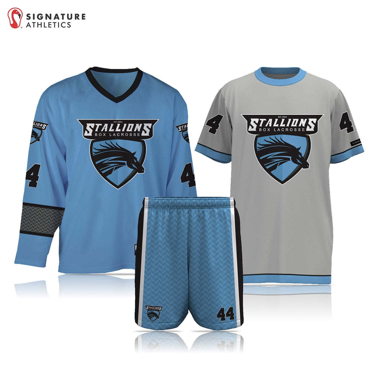 Mass Stallions Box Lacrosse Men's 3 Piece Goalie Box Game Package: Mass Box Signature Lacrosse