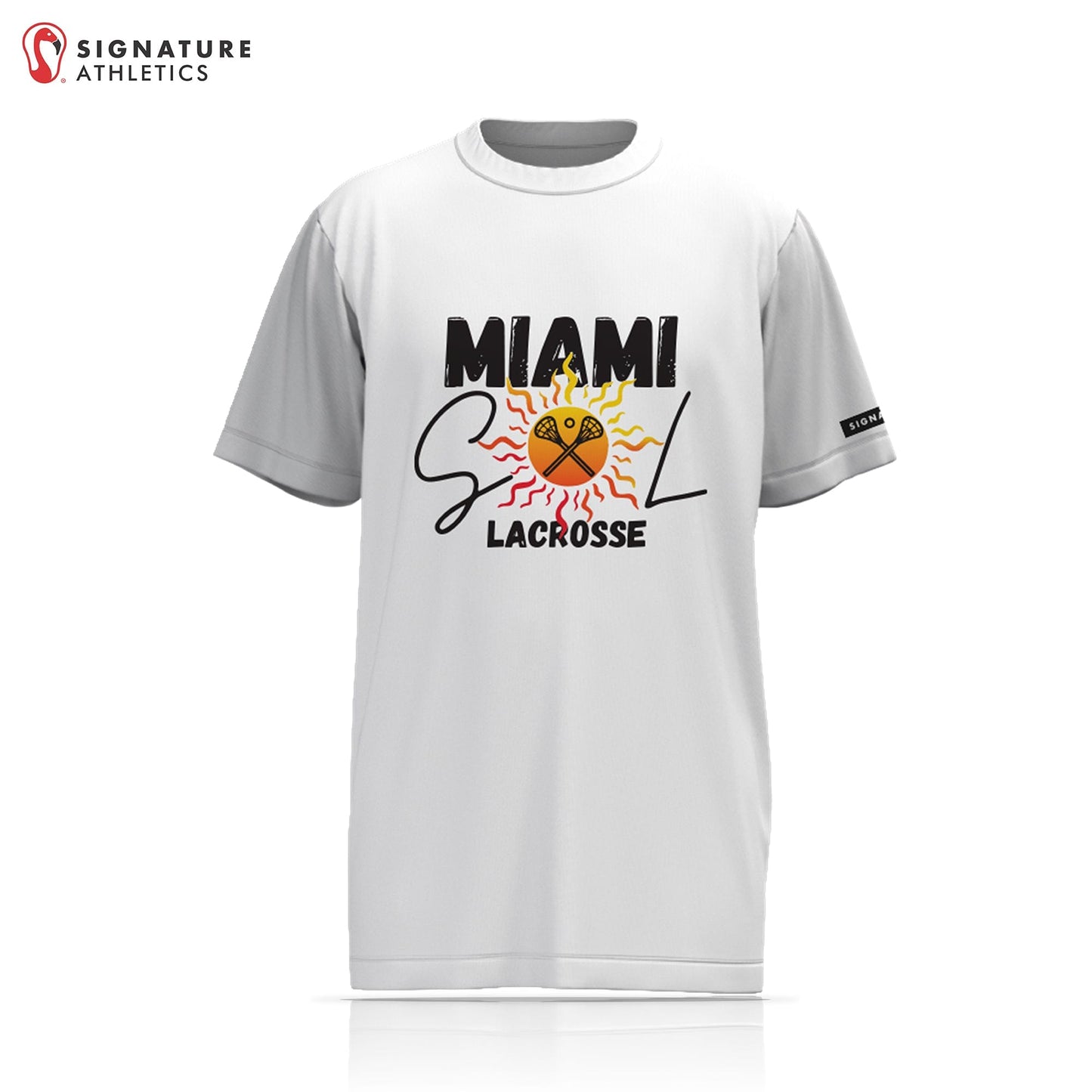 Miami SOL Women's White Short Sleeve Tech Tee: SOL Signature Lacrosse