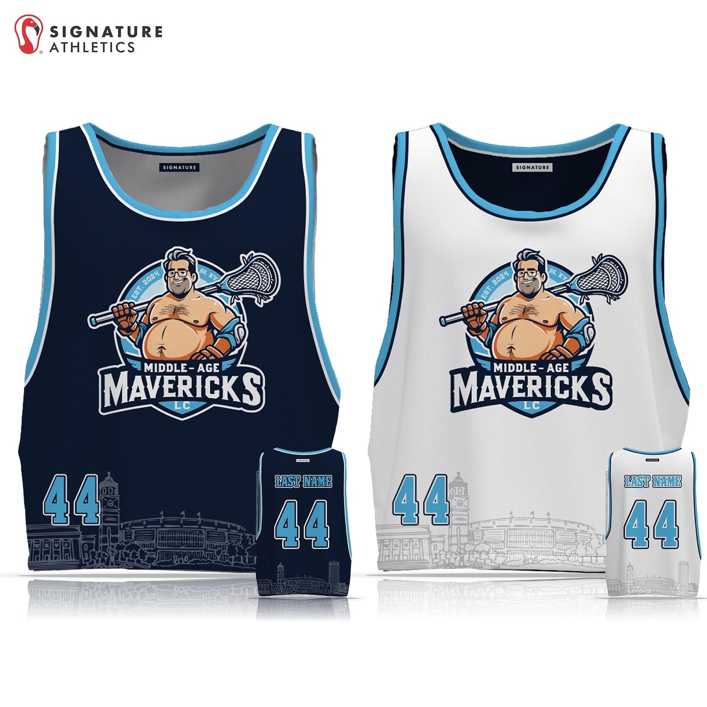 Middle Age Mavericks Men's Reversible Game Pinnie: Mavericks Signature Lacrosse