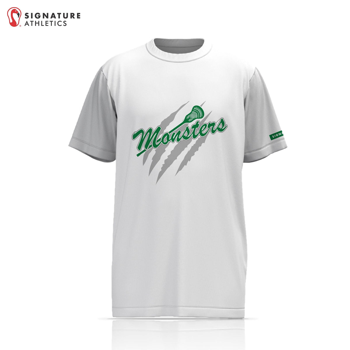 Monsters Lacrosse Men's White Short Sleeve Tech Tee - Custom Last Name: Monsters Signature Lacrosse