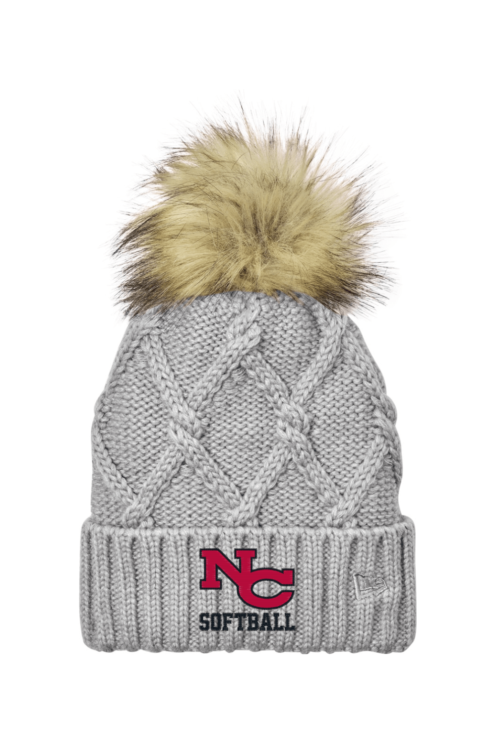 New Canaan Girls Softball New Era Faux Fur Pom Beanie Signature Lacrosse