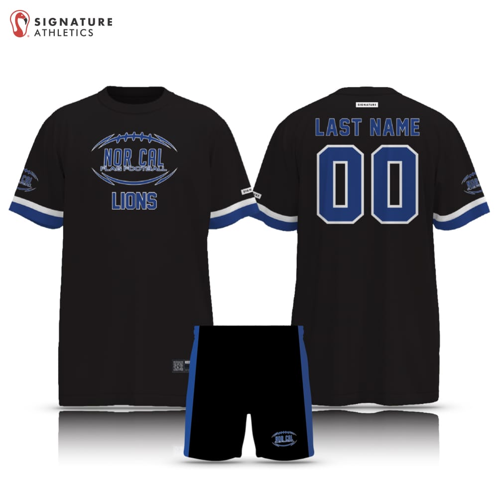 Norcal Flag Football Black Detroit Lions Men's 2 Piece Player Package Signature Lacrosse