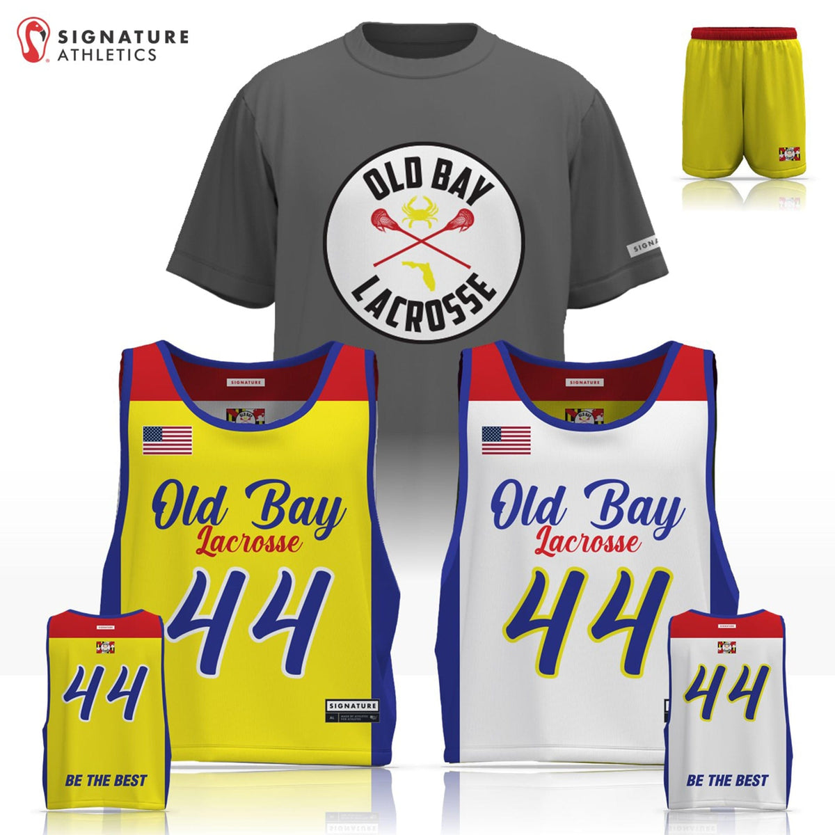 Old Bay Lacrosse Men's 3 Piece Player Game Package: Old Bay Lacrosse Signature Lacrosse