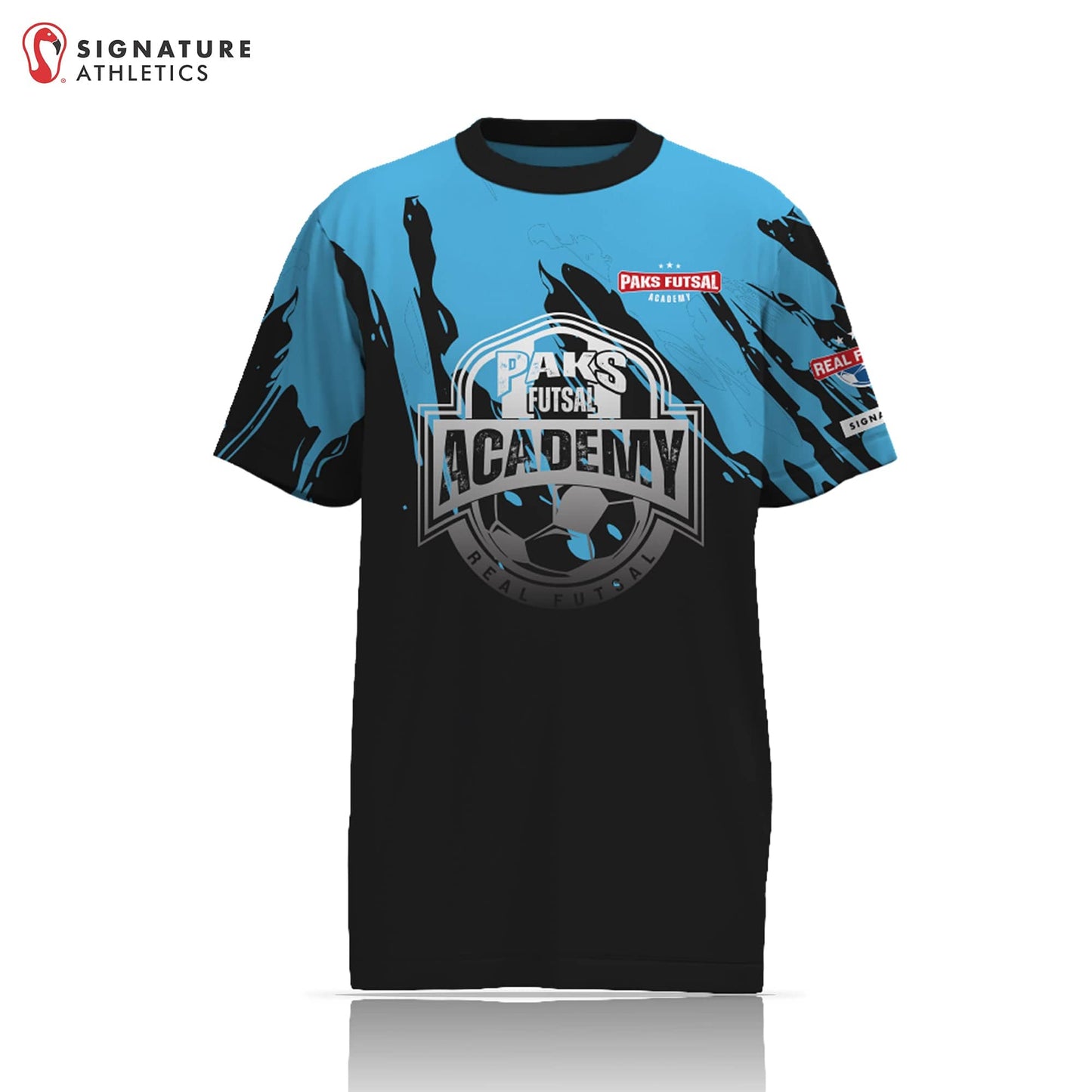 PAKS Futsal Men's Game Tech Tee - Blue & Black: PAKS Signature Lacrosse