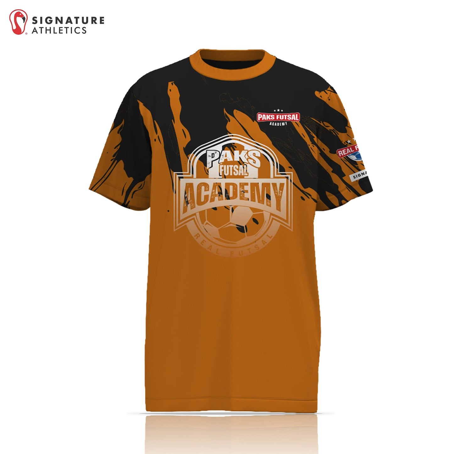 PAKS Futsal Men's Game Tech Tee - Orange & Black: PAKS Signature Lacrosse