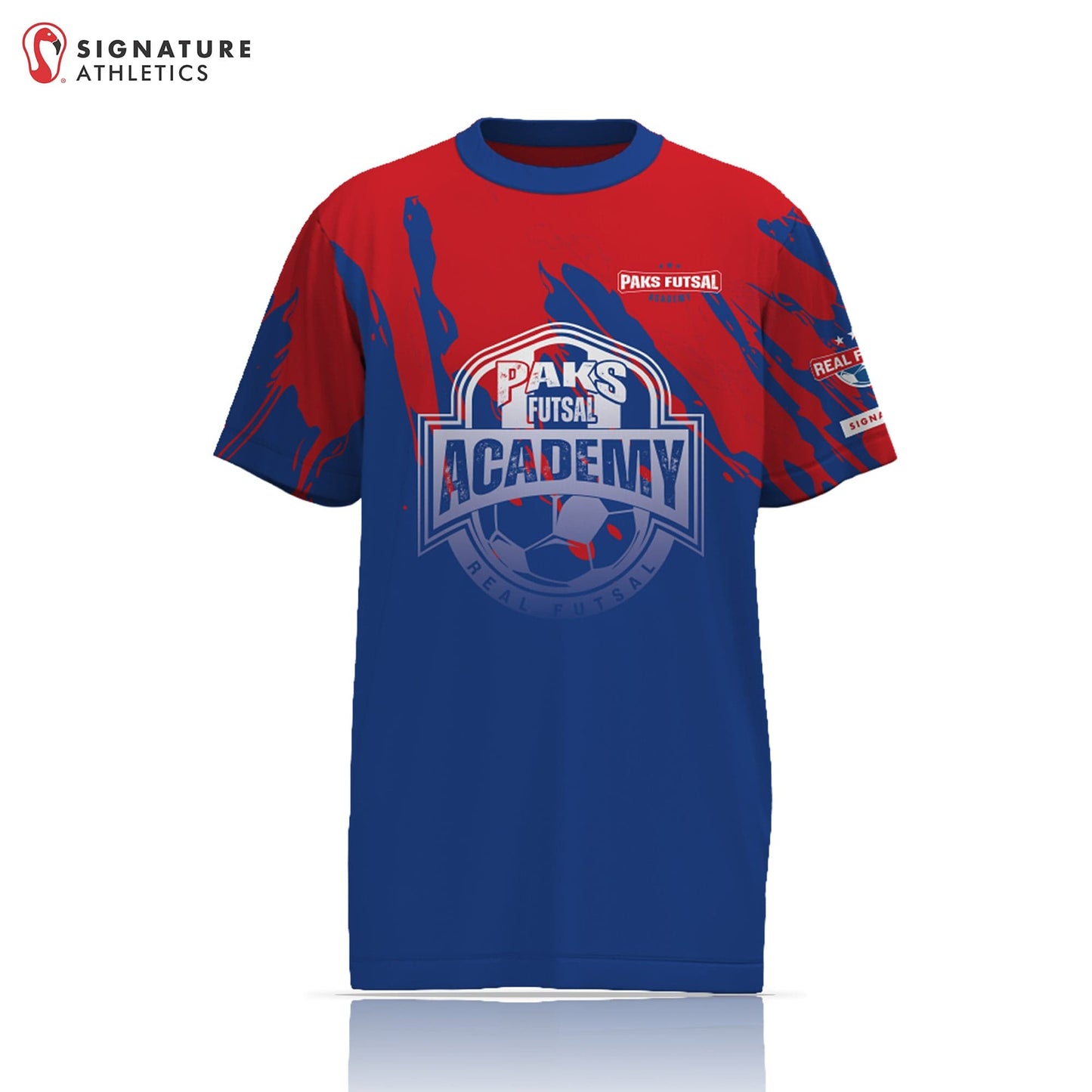 PAKS Futsal Women's Game Tech Tee - Red & Blue: PAKS Signature Lacrosse