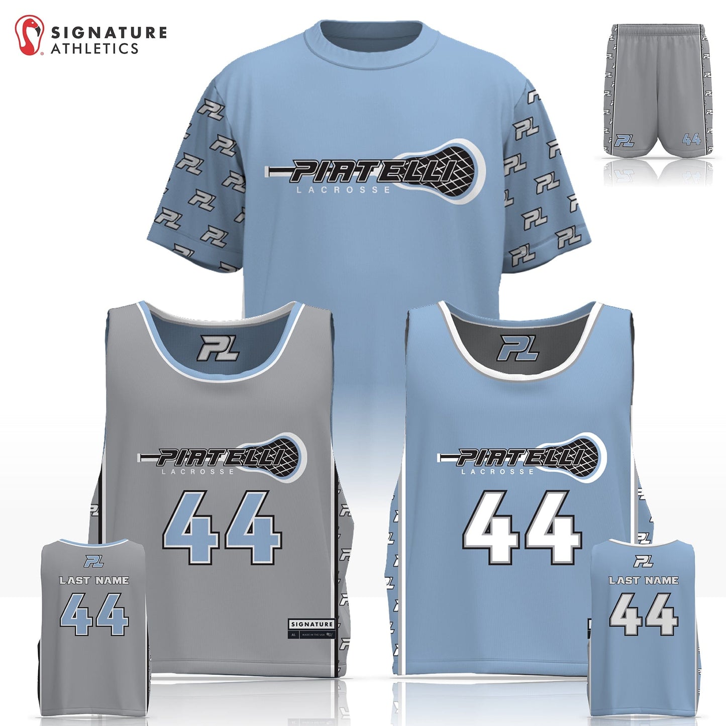 Piatelli Lacrosse Men's 3 Piece Player Game Package: Central 2028 White Team (MORIARTY) Signature Lacrosse