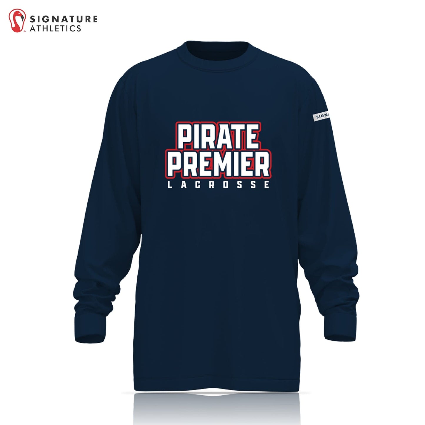 Pirate Premier Women's Navy Long Sleeve Tech Tee: Pirate Premier Signature Lacrosse