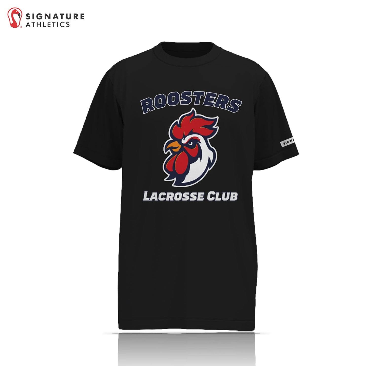 Roosters Lacrosse Club Men's Coach Black Short Sleeve Tech Tee: Roosters Signature Lacrosse