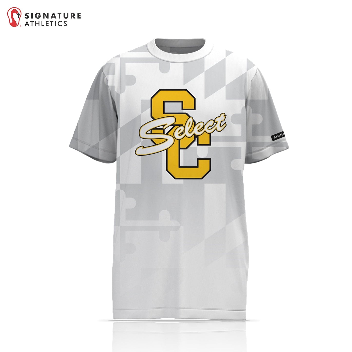 South Carroll Lacrosse Men's White w/ Flag Short Sleeve Tech Tee: 2035 Signature Lacrosse