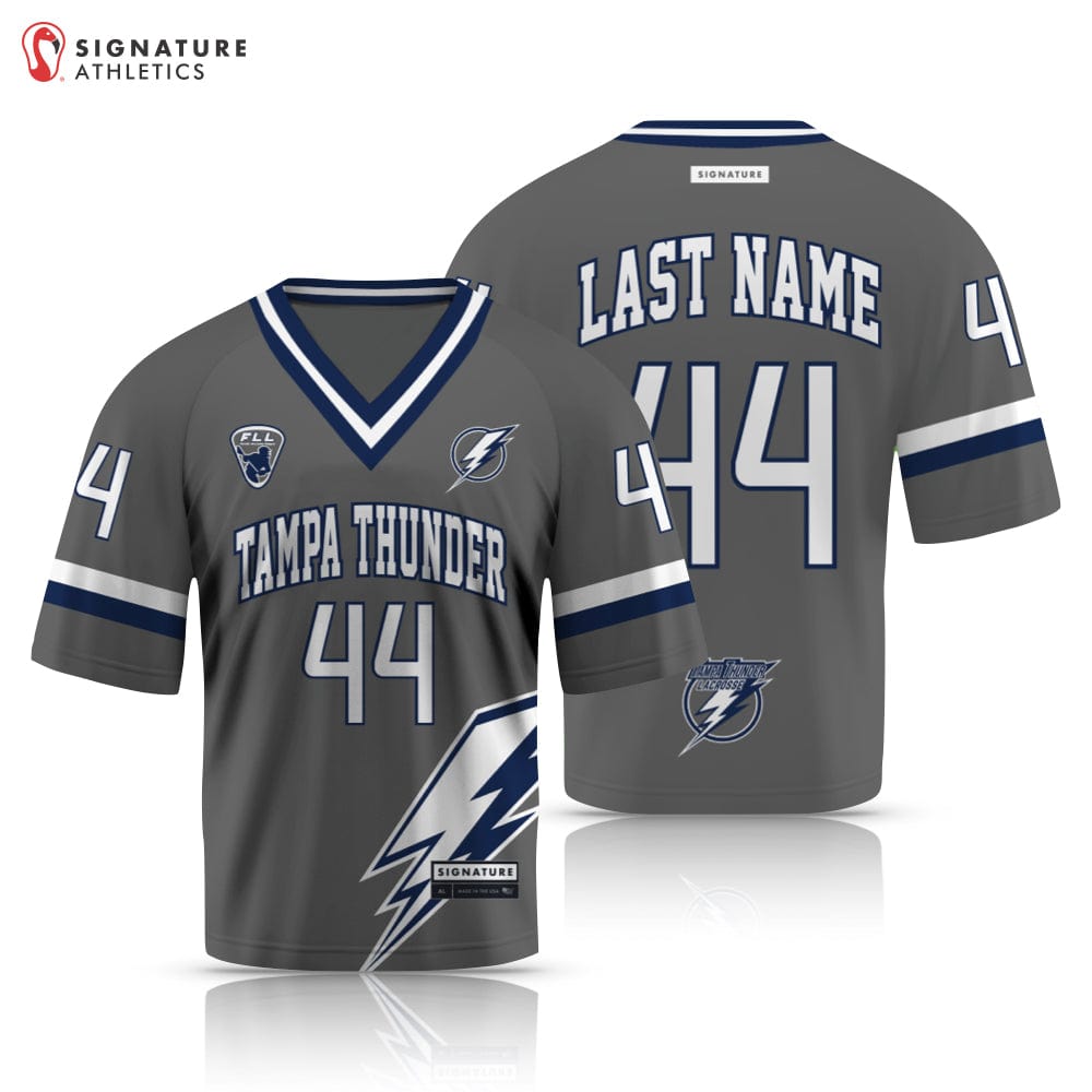 Tampa Thunder Lacrosse Men's Player College Jersey Gray: Gray Signature Lacrosse