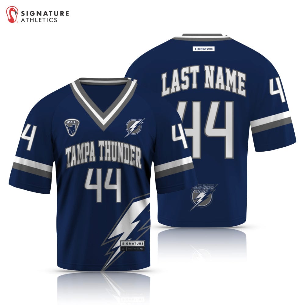 Tampa Thunder Lacrosse Men's Player College Jersey Navy: Navy Signature Lacrosse