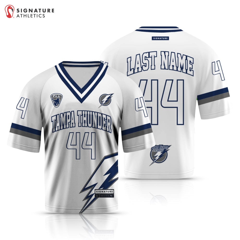 Tampa Thunder Lacrosse Men's Player College Jersey White: White Signature Lacrosse