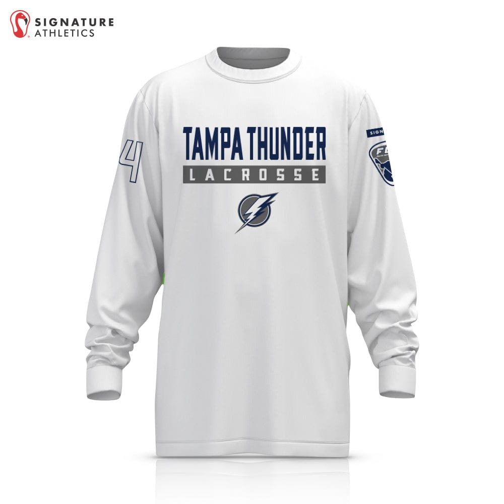 Tampa Thunder Lacrosse Player Long Sleeve Shooting Shirt White: White Signature Lacrosse