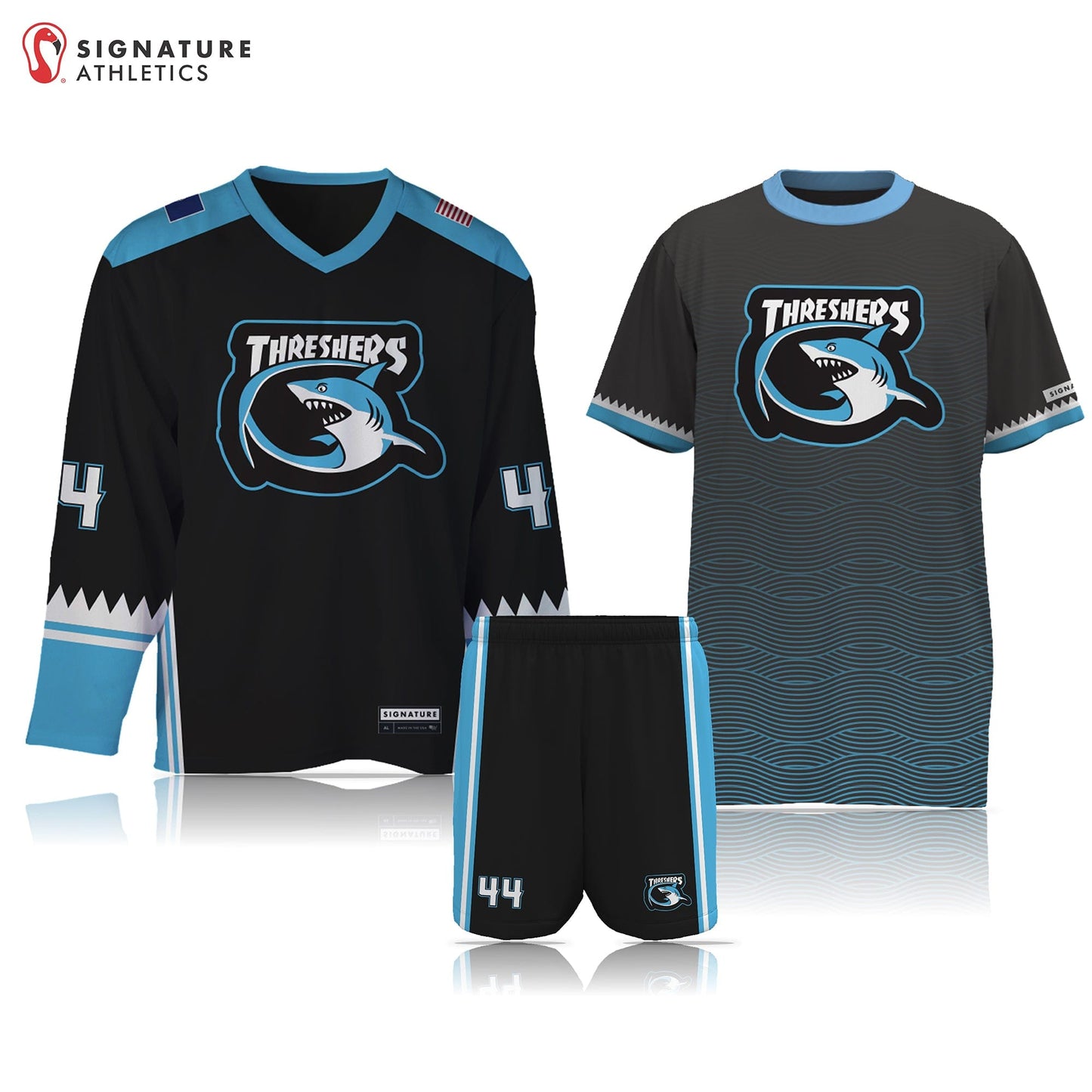 Threshers Box Lacrosse Men's 3 Piece Player Goalie Game Package: Middle School Signature Lacrosse
