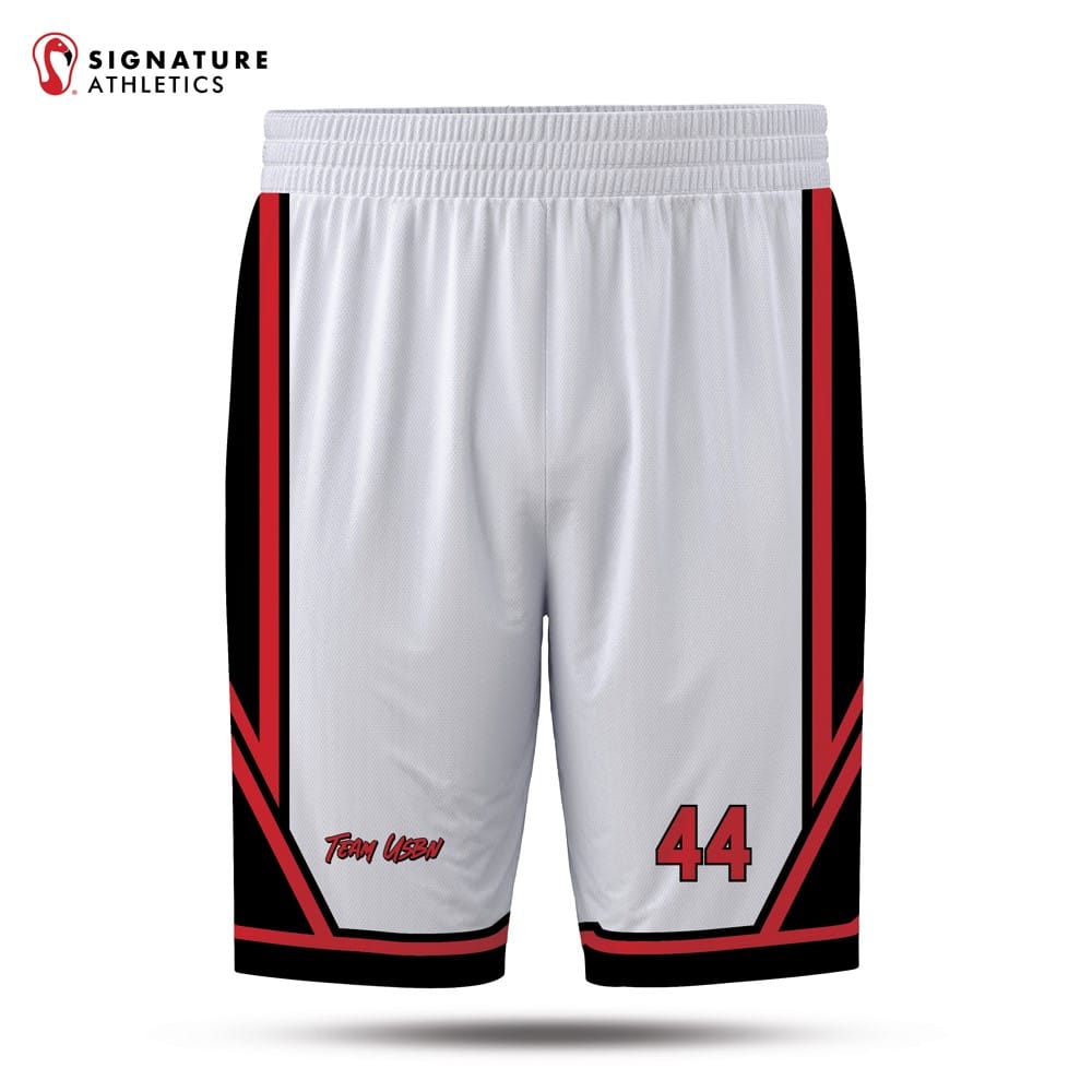 USBN Team Men's White Basketball Shorts Signature Lacrosse