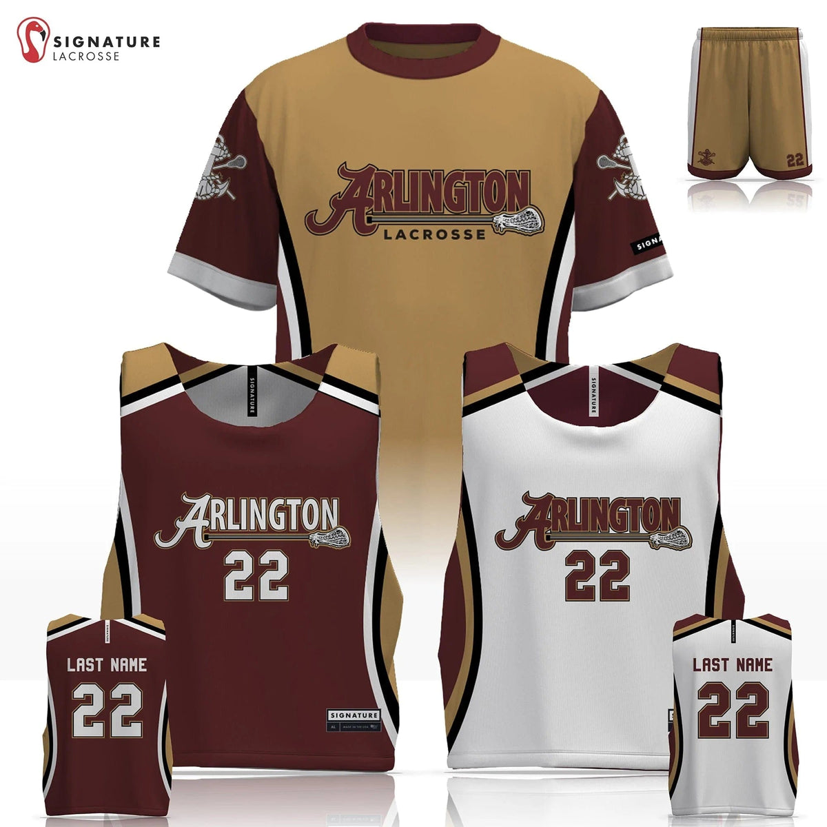 Arlington Lagrange Lacrosse Men's 3 Piece Player Game Package: Fiddles Signature Lacrosse