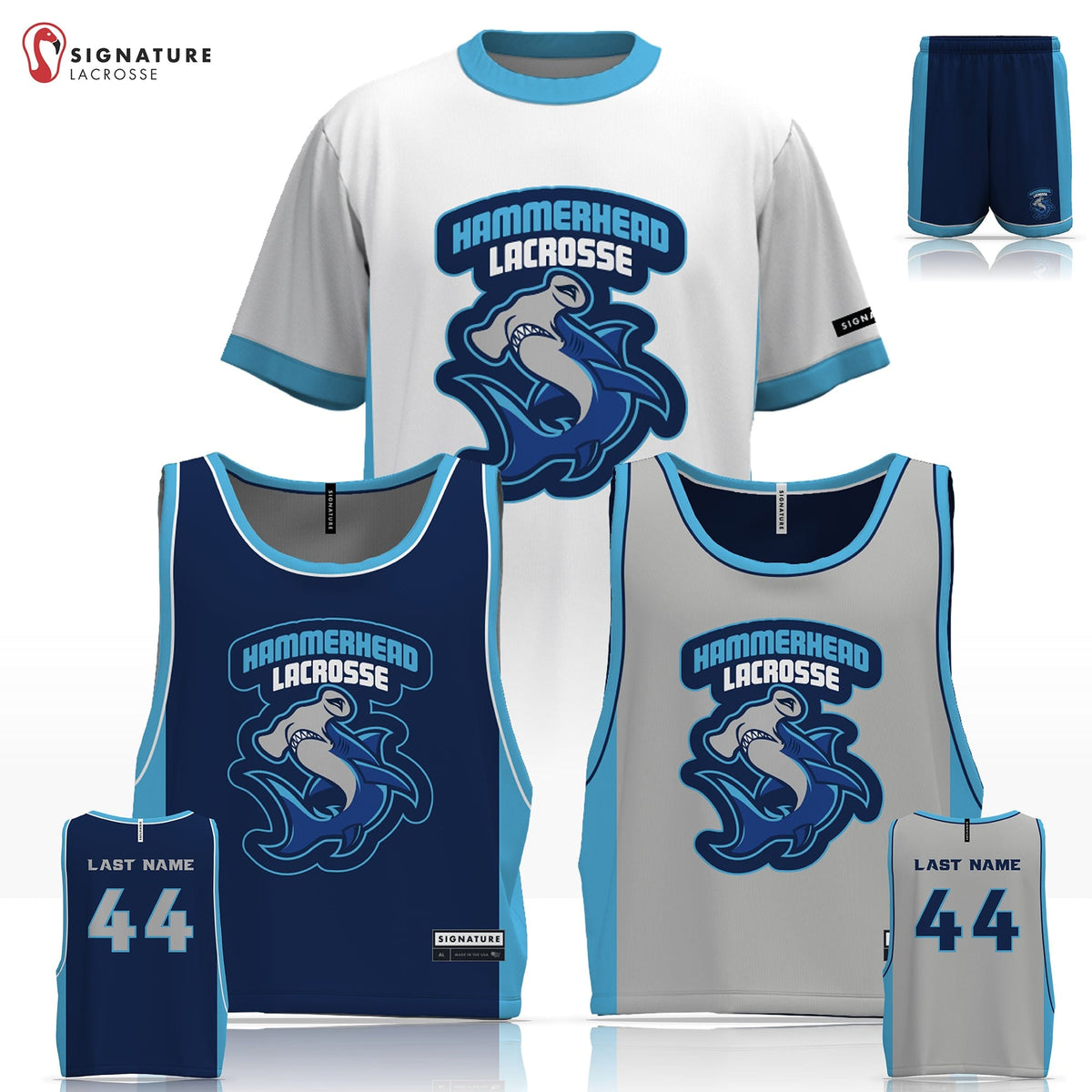 Hammerhead Lacrosse Men's 3 Piece Player Game Package: U10 Signature Lacrosse