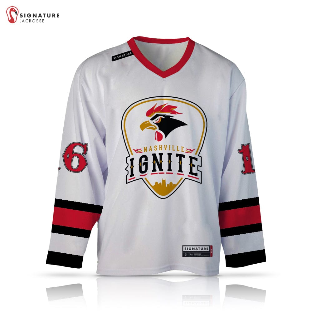 Nashville Ignite Lacrosse Men's Pro Box Jersey - White: Nashville Ignite Signature Lacrosse