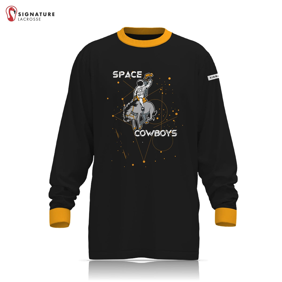 Space Cowboys Lacrosse Men's Black Pro Long Sleeve Shooting Shirt: High School Signature Lacrosse